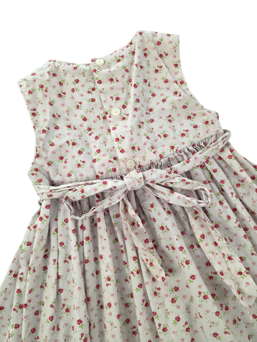 Smocked Ditsy Floral Sleeveless Dress Girls 4T Cottagecore Cotton White Pink - Picture 4 of 9